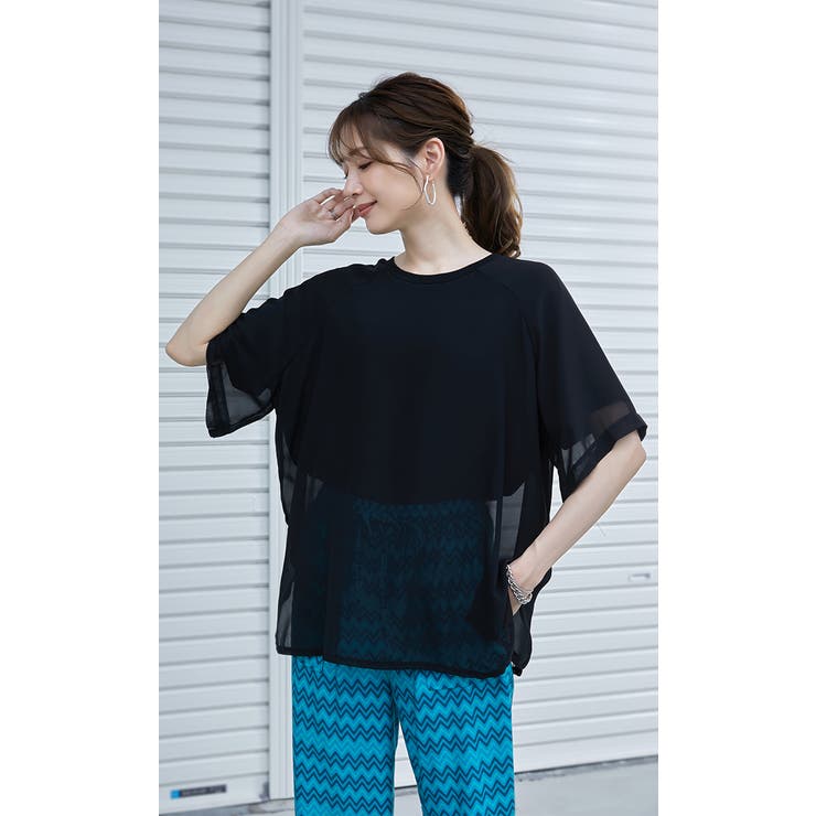 シフォン×カットソー シフォンドッキング 重ね風 | karei | 詳細画像18 