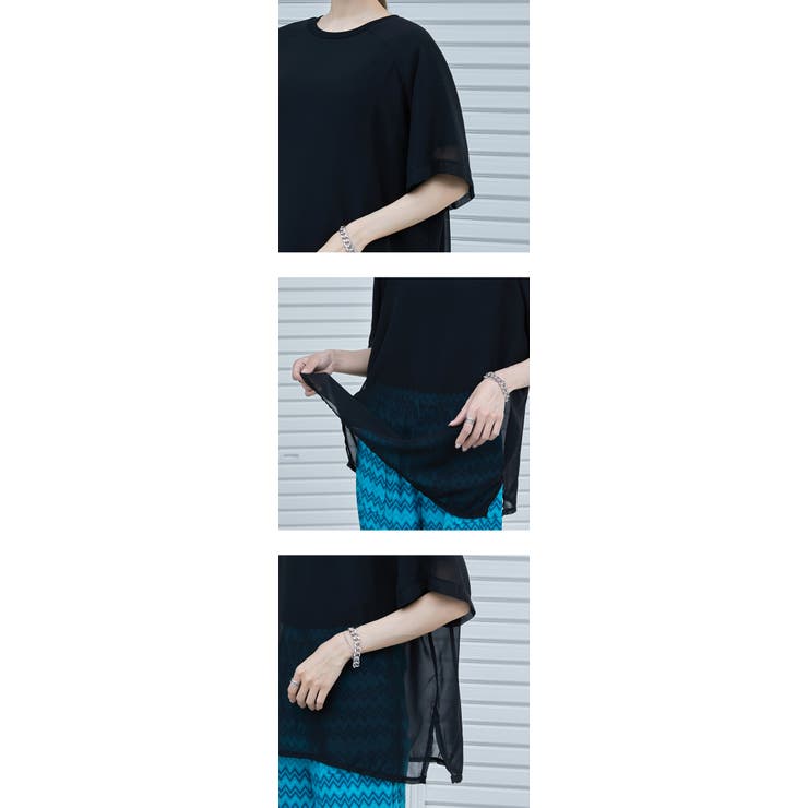 シフォン×カットソー シフォンドッキング 重ね風 | karei | 詳細画像19 