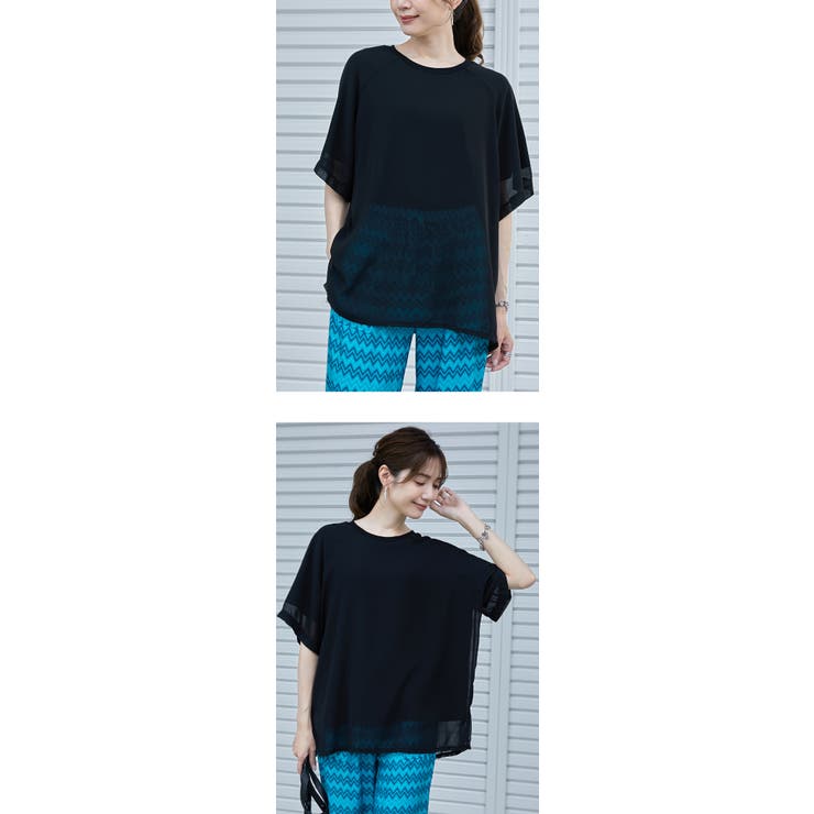 シフォン×カットソー シフォンドッキング 重ね風 | karei | 詳細画像20 
