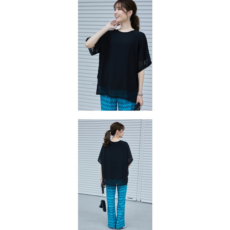 シフォン×カットソー シフォンドッキング 重ね風 | karei | 詳細画像21 