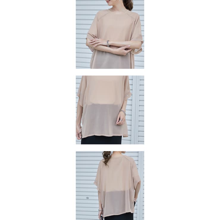 シフォン×カットソー シフォンドッキング 重ね風 | karei | 詳細画像29 