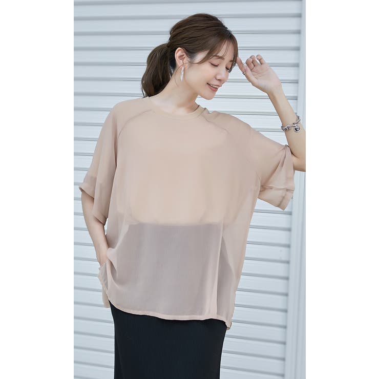 シフォン×カットソー シフォンドッキング 重ね風 | karei | 詳細画像31 