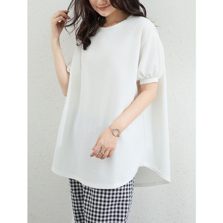 ワッフルカットソー Tシャツ ぽわん袖 | karei | 詳細画像21 