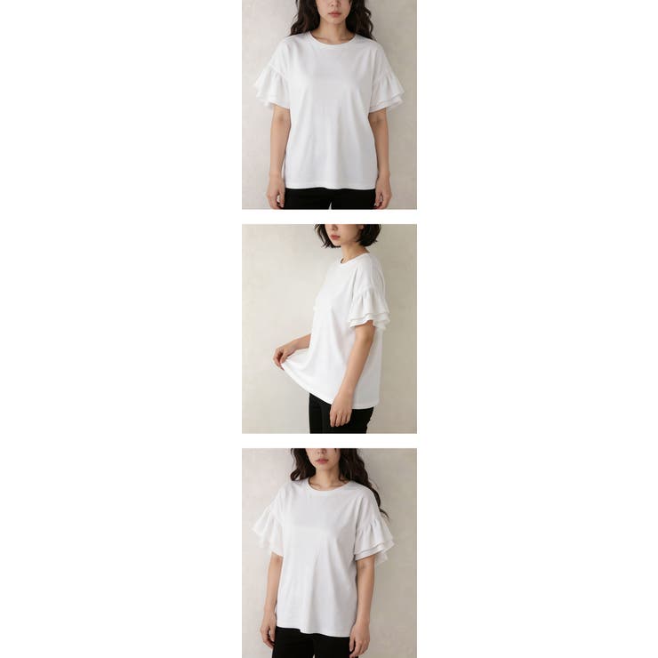 綿100％ 袖フリルTシャツ カットソー | karei | 詳細画像10 