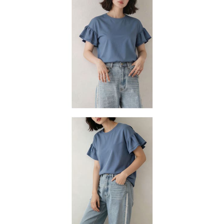 綿100％ 袖フリルTシャツ カットソー | karei | 詳細画像12 
