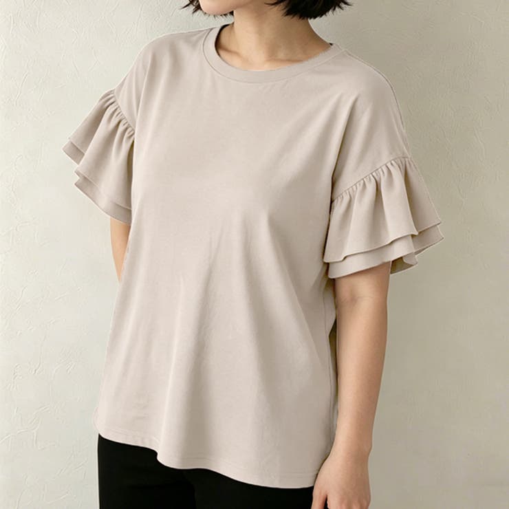 綿100％ 袖フリルTシャツ カットソー | karei | 詳細画像14 