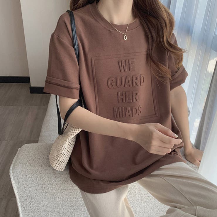 KAOS 売れ筋商品|||カオス Tシャツ トップス レディース Tops Beige 立体ロゴTシャツ レディース オーバーサイズ Tシャツ トップス