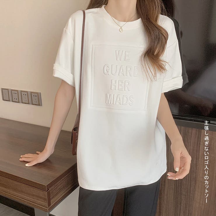 立体ロゴTシャツ レディース オーバーサイズ Tシャツ トップス