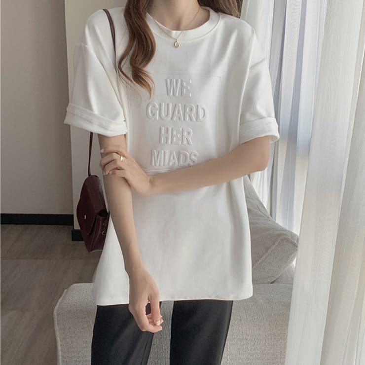 立体ロゴTシャツ レディース オーバーサイズ Tシャツ トップス