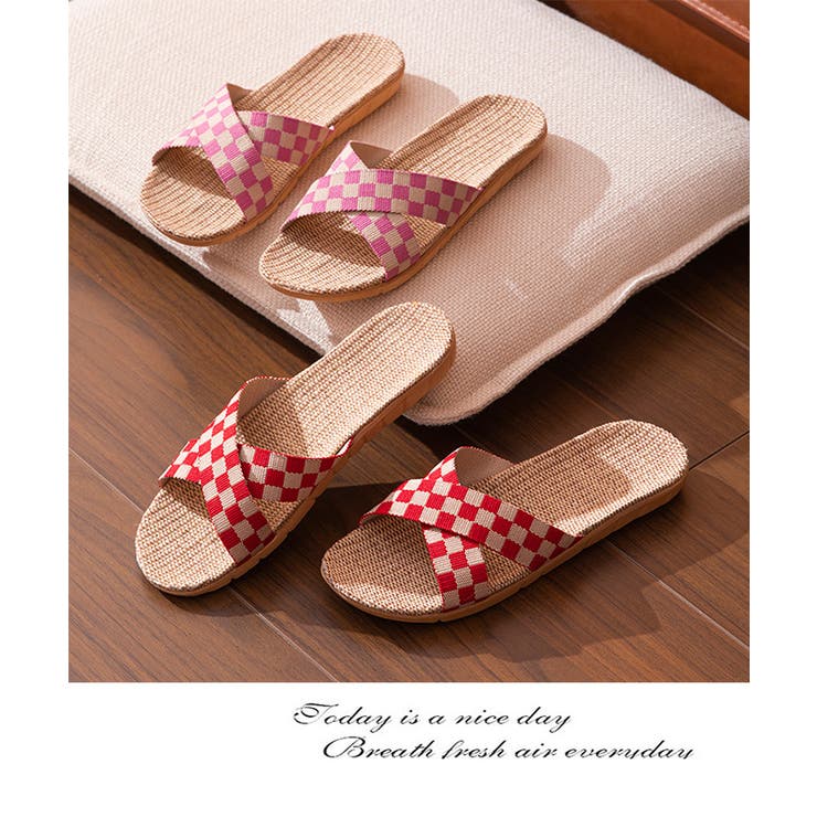 クロスデザインルームシューズ ジュート素材スリッパ | karei | 詳細画像9 