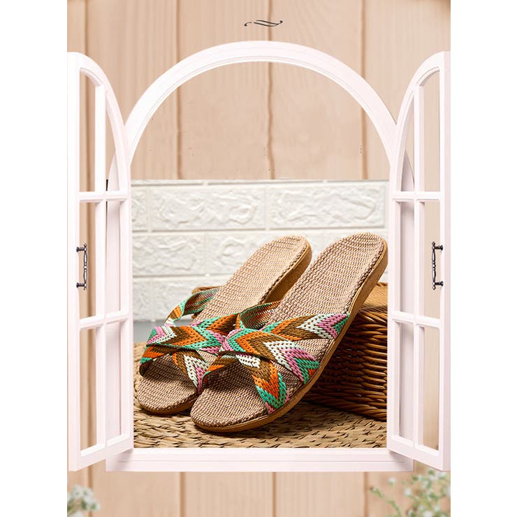 クロスデザインルームシューズ ジュート素材スリッパ | karei | 詳細画像14 