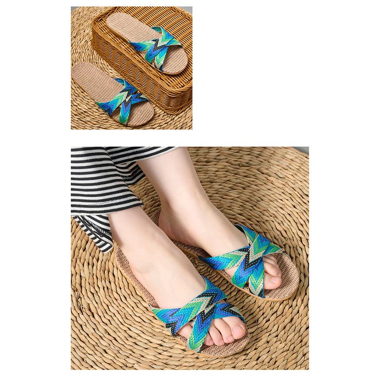 クロスデザインルームシューズ ジュート素材スリッパ | karei | 詳細画像15 