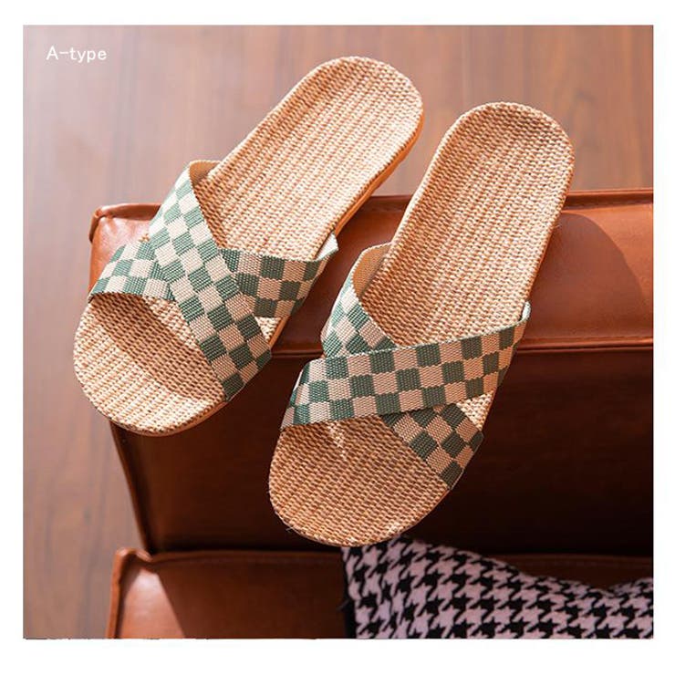 クロスデザインルームシューズ ジュート素材スリッパ | karei | 詳細画像2 