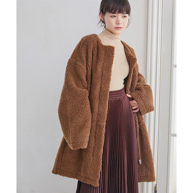 【セール 登場から人気沸騰】 ボアコート レディース 暖か ふわふわ ノーカラーボアコート ジャケット・アウター
