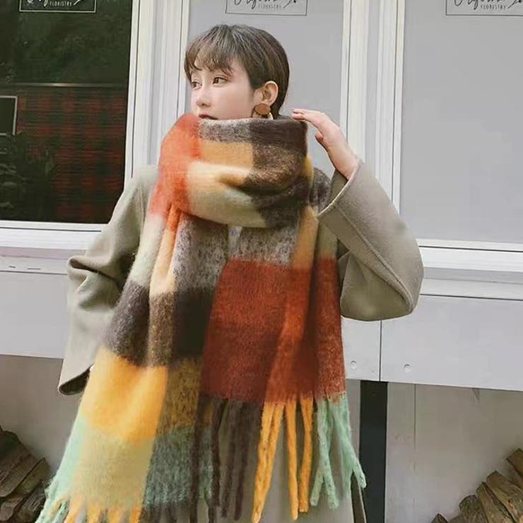 EZCÁRAY マルチカラーフリンジマフラー CALIFORNIA OUTFITTERS マフラー ストール Z-2-SP 10C8 三つ編み