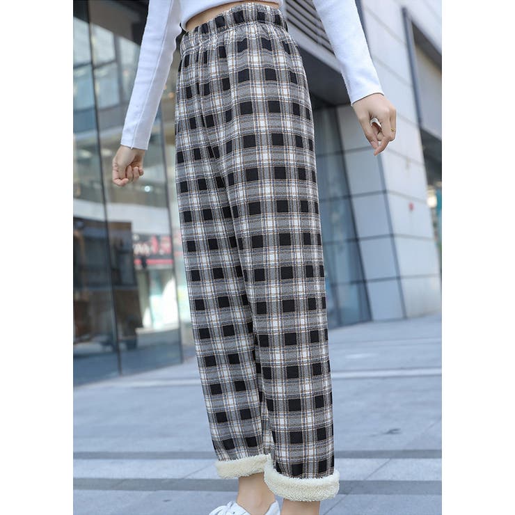 裏起毛チェック柄ワイドパンツ  | karei | 詳細画像11 