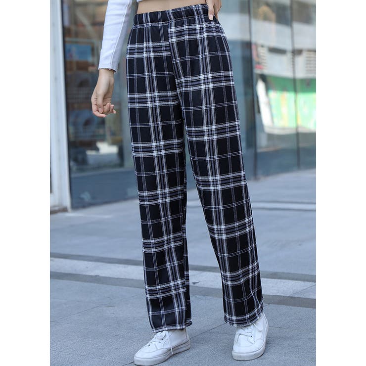 裏起毛チェック柄ワイドパンツ  | karei | 詳細画像6 