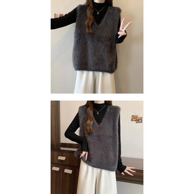 シャギーニットベスト  | karei | 詳細画像10 