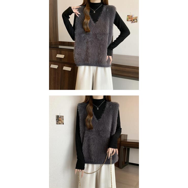 シャギーニットベスト  | karei | 詳細画像11 