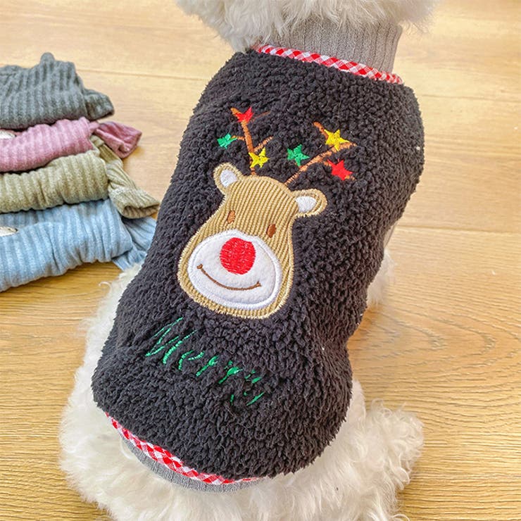 犬服 ペットグッズ ドッグウェア ボアアウター 長袖 柄刺繍 ドッグウェア | karei | 詳細画像13 