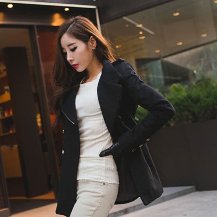 2スタイルで着こなしが楽しめるスリムコート カシミア風ダブルボタンウールコート | KawaiCat | 詳細画像3