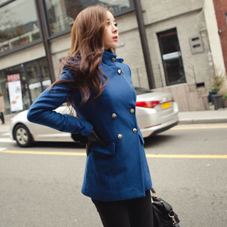 2スタイルで着こなしが楽しめるスリムコート カシミア風ダブルボタンウールコート | KawaiCat | 詳細画像4