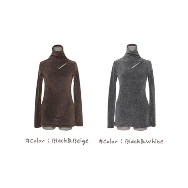 斜めカットアウトポイントハイネックカットソー | KawaiCat | 詳細画像7