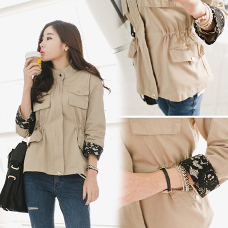 【jk11014】カジュアルなデザインに調節可能なウエストラインと袖レースで女の… | KawaiCat | 詳細画像2 