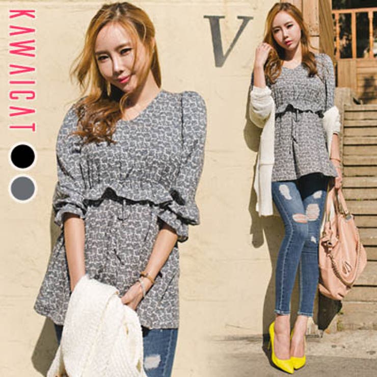 シックな花柄デザインが魅力的なアイテム ロング丈で女性 らしいフィット感が体型カバ 品番 Kw Kawaicat カワイキャット のレディースファッション通販 Shoplist ショップリスト