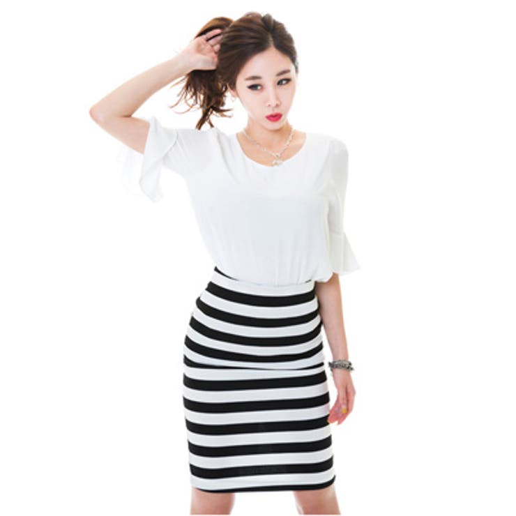 【C style】【ts11573】５分袖のフレアデザイン♪腕細効果のある女性ら… | KawaiCat | 詳細画像4 
