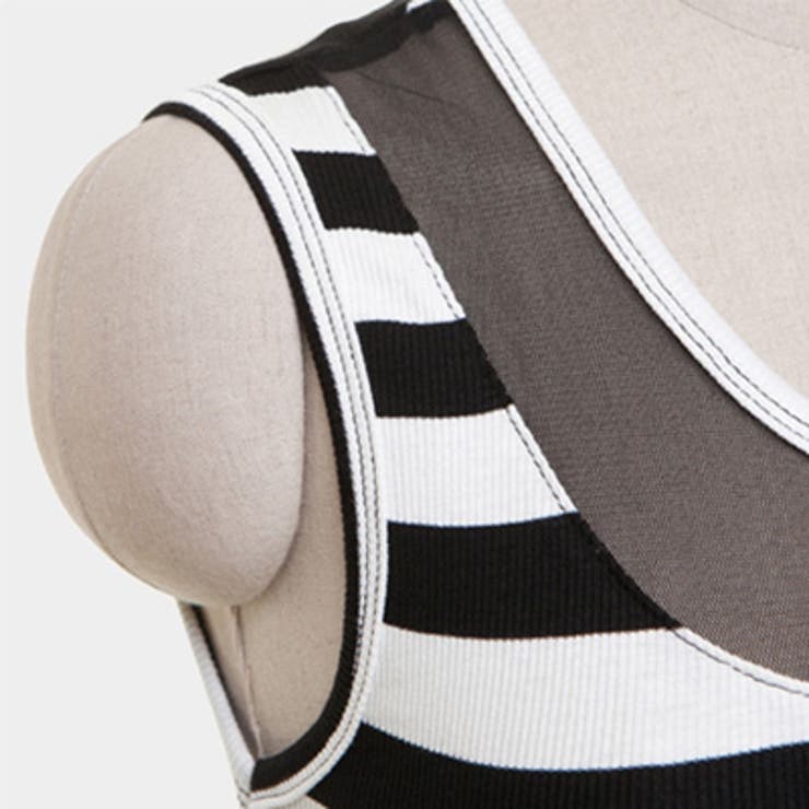 メッシュラインポイントノースリーブボーダーワンピース | KawaiCat | 詳細画像8 