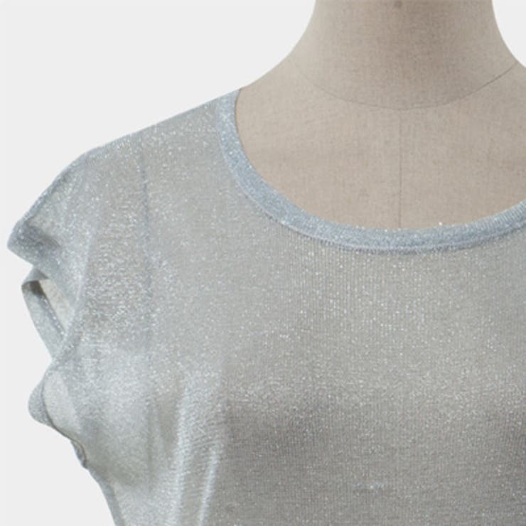 キラキラとしたラメ入りの生地で高級感をプラス シースルーラメ入りニットTシャツ | KawaiCat | 詳細画像8 