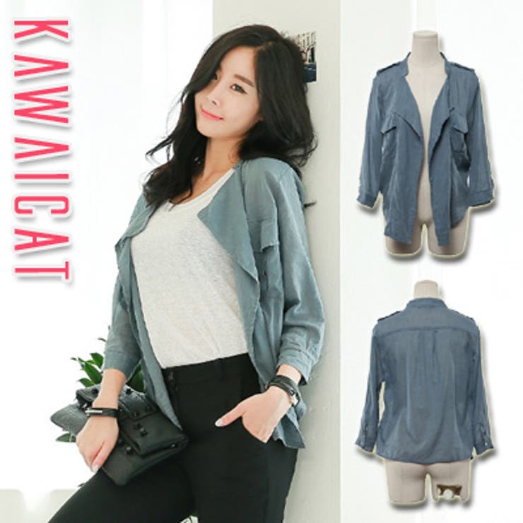 薄手の綿素材で軽くて着心地の良いアイテム♪ヴィンテージ風アンバランスカジュアルジ… | KawaiCat | 詳細画像1 