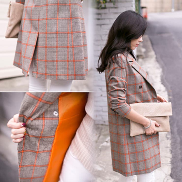 【jk12701】すっきりシルエットにシックな印象を与えてくれるチェック柄 ダブ… | KawaiCat | 詳細画像2 