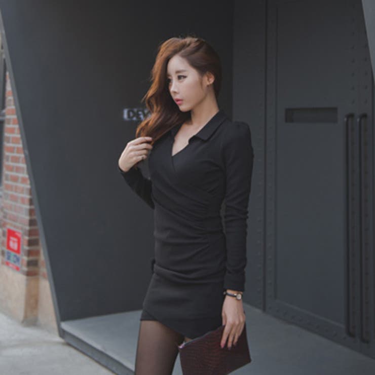 シャーリングでボディーラインをキレイにアシスト カラー付きシャーリングワンピース | KawaiCat | 詳細画像6