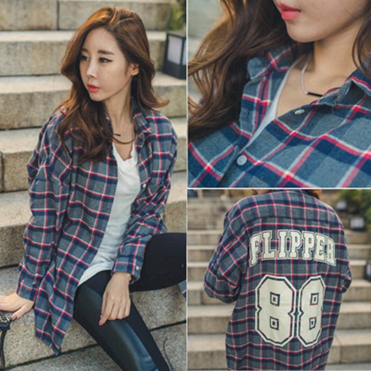 【ts12595】バックプリントでカジュアルムードUp☆英文字×ナンバープリントバックポイントチェック柄シャツ 楽天市場】KawaiCat 【ts12595】バックプリントでカジュアル