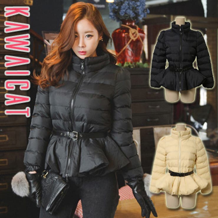 ハイネックデザインで暖かく裾フレアデザインで女性らしいスリムなラインを強調したハ… | KawaiCat | 詳細画像1