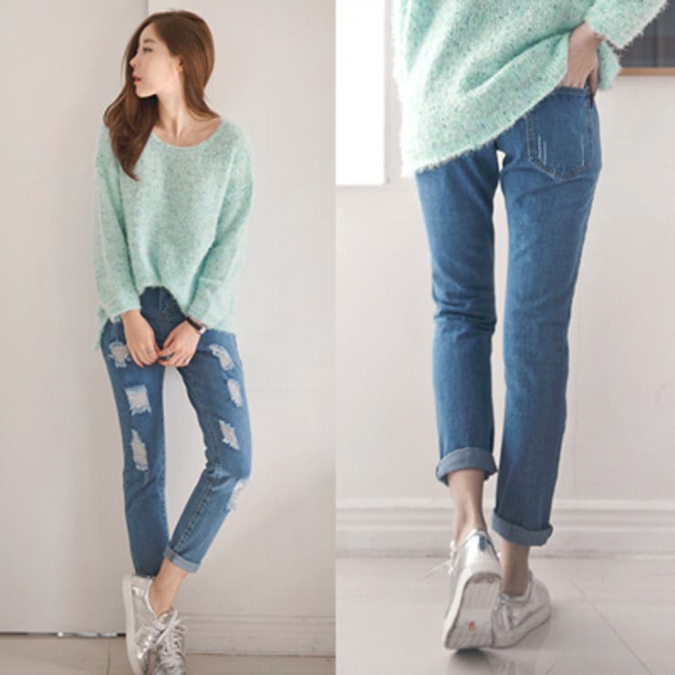 【pt13686】ダメージデザインでポイントを与えカジュアルなスタイルを作ってく… | KawaiCat | 詳細画像6 