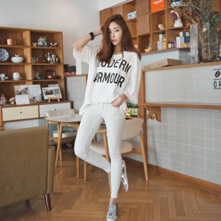 【pt13797】伸縮性の良い生地で穿き心地抜群！ストライプ柄で脚細、脚長効果の… | KawaiCat | 詳細画像4 