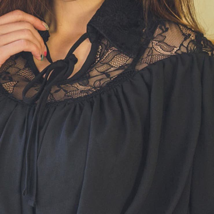 軽くて柔らかい肌触りのブラウス♪ゆったりしたサイズ感のレース配色ラブリーバルーン… | KawaiCat | 詳細画像7