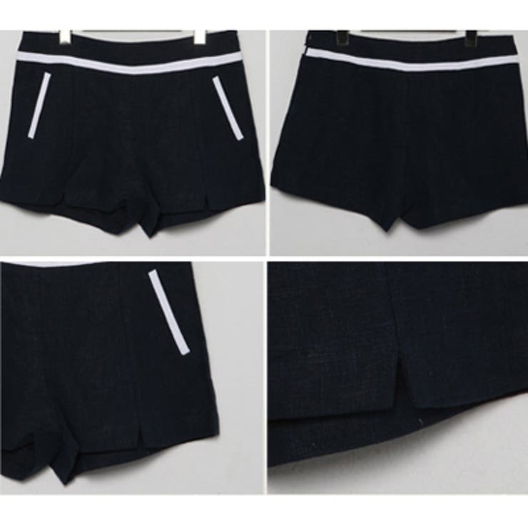 リネン素材で夏まで着用できちゃうパンツ！余裕のあるサイズで太ももも細く見える効果のある配色リネンショートパンツ