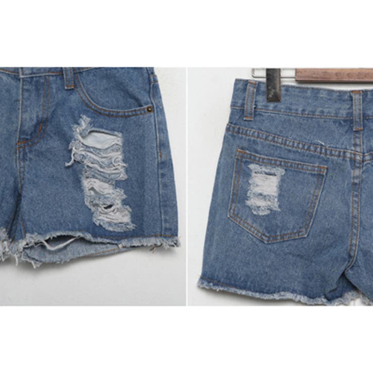 ダメージ加工のビンテージ感がgood!ビンテージ風クラッシュショートデニムパンツ… | KawaiCat | 詳細画像8