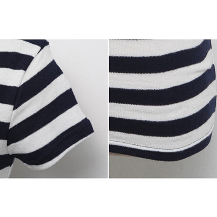 Vネックがすっきりとした印象を与える♪ベーシックデザインストライプ柄Vネック半袖… | KawaiCat | 詳細画像8