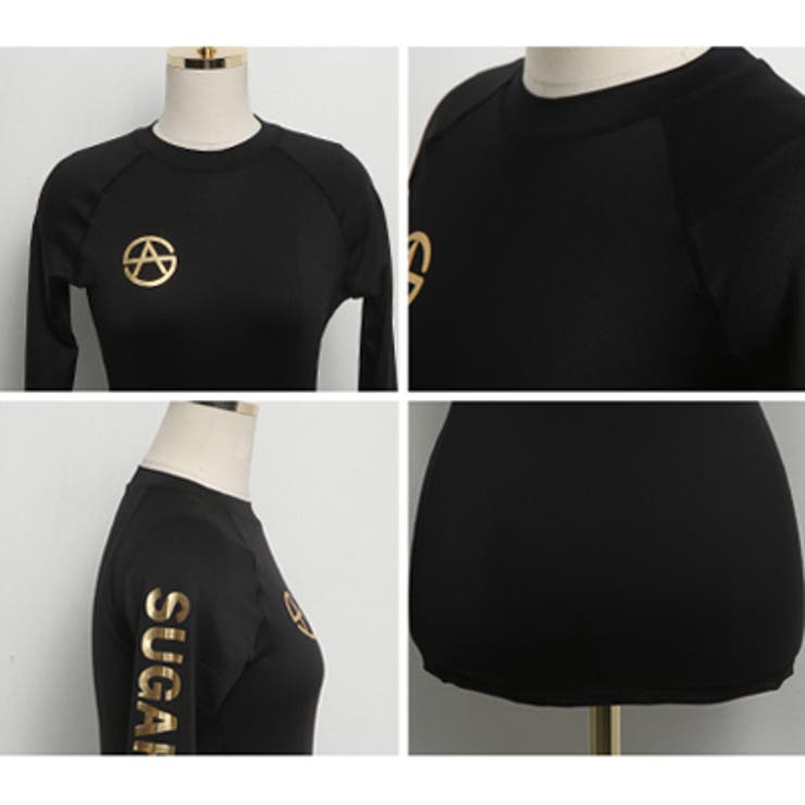 【bk14263】ブラックカラーにゴールドのロゴがクール♪ラッシュガード | KawaiCat | 詳細画像8