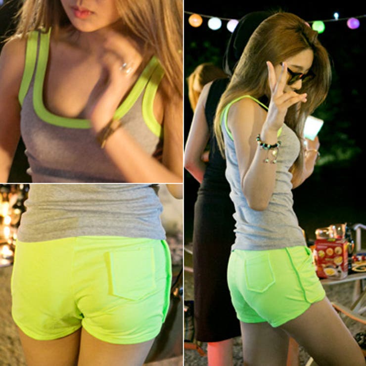 活動感あるれる夏トレーニングウェア♪伸縮性の良いパイピング配色ショートパンツ+タ… | KawaiCat | 詳細画像2