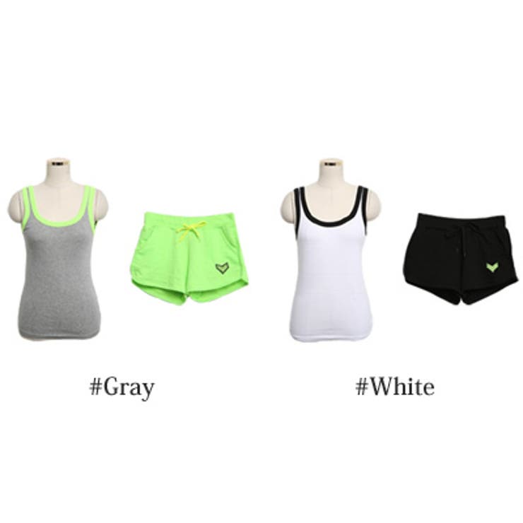 活動感あるれる夏トレーニングウェア♪伸縮性の良いパイピング配色ショートパンツ+タ… | KawaiCat | 詳細画像7