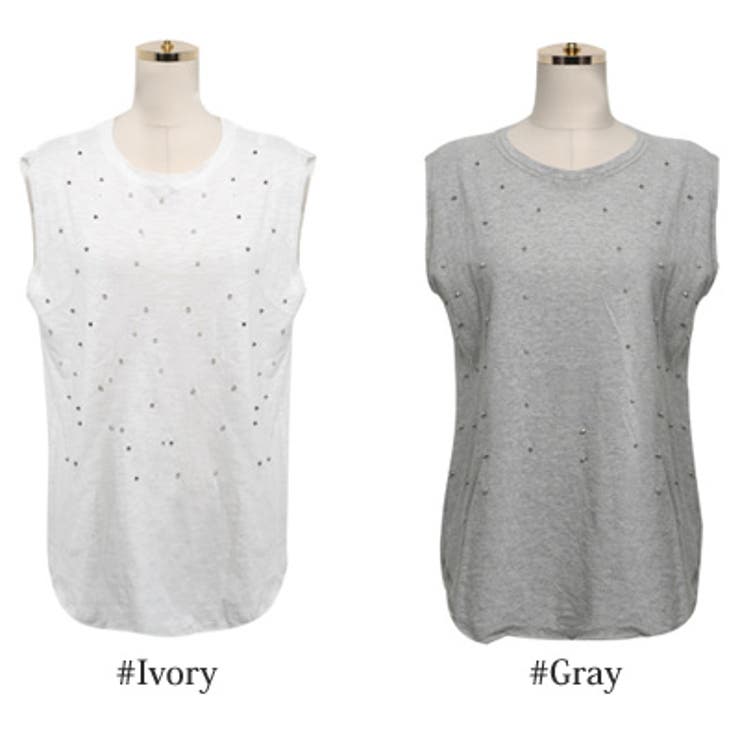 【ts14436】シンプルながらスタッズでポイントを与えたノースリーブスタッズ付… | KawaiCat | 詳細画像7 