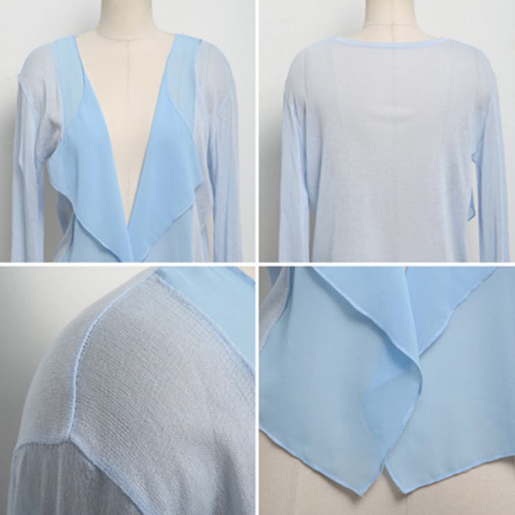 夏にぴったりの涼しげカーディガン♪シフォン素材×薄手ニットのシースルードレープ長… | KawaiCat | 詳細画像8