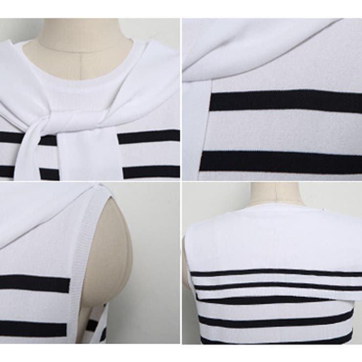 【ts14764】カーディガンを羽織ったようなユニークデザイン♪マリンボーダーノ… | KawaiCat | 詳細画像8 