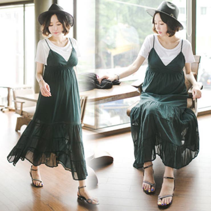 ひらひら としたシフォン素材が可愛い 豪華なグリーンカラーのaラインロング丈フレア 品番 Kw Kawaicat カワイキャット のレディースファッション通販 Shoplist ショップリスト